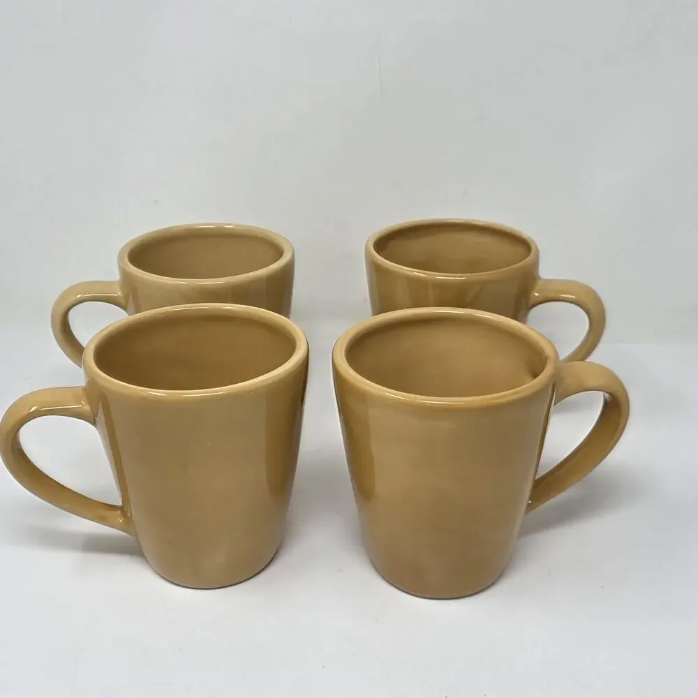 Pottery Barn Sausalito Amber Yellow Mug Made in China Set Of 4 **flaw